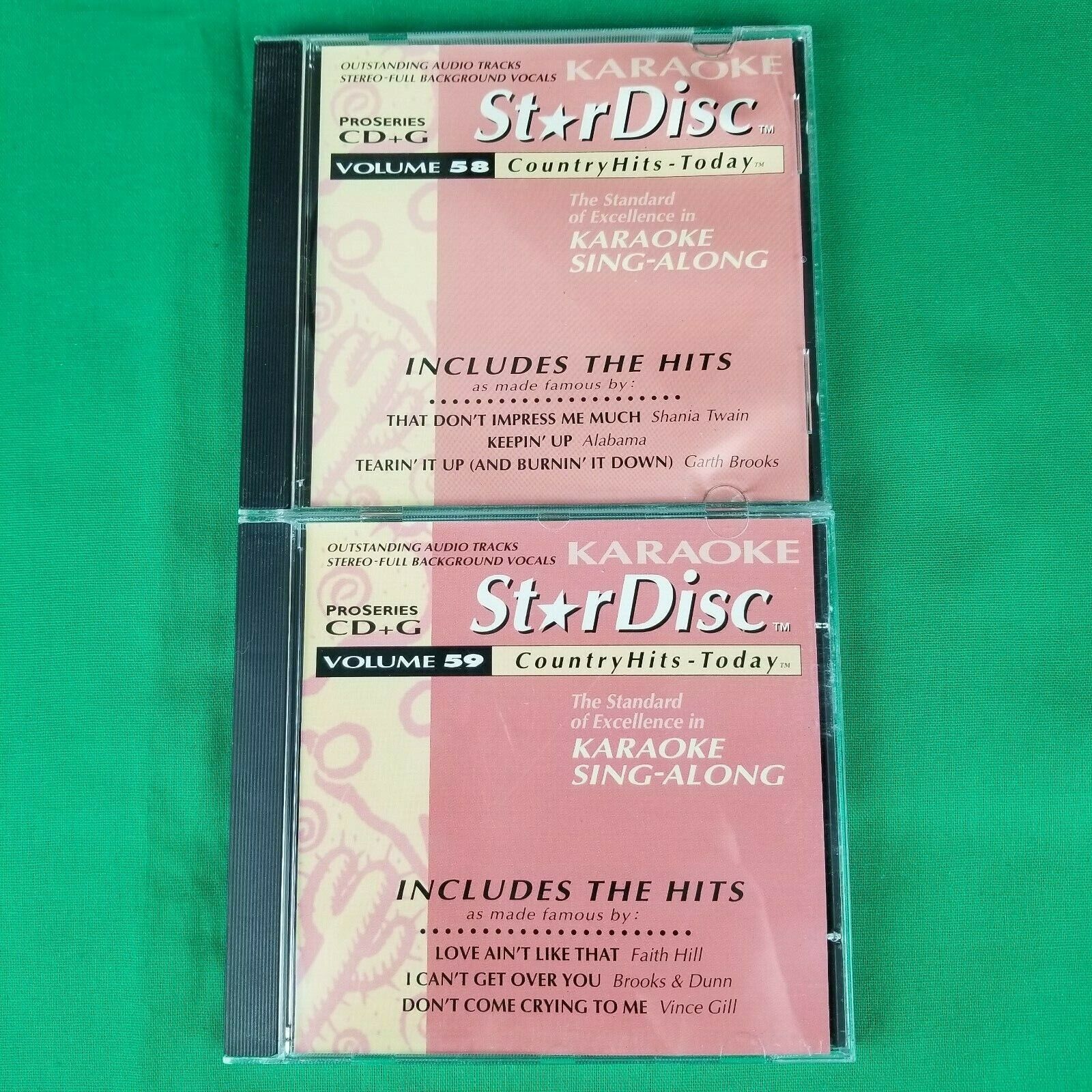 Pre-Owned Lot of 2 StarDisc Karaoke Country Classics CD+G Volume 58 & 59 Star Disc