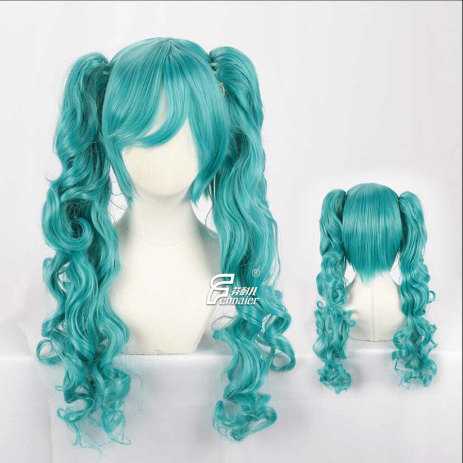 Deep blue girl Long curly hair double ponytail cosplay wig wave Halloween Unbranded 3 - фотография #4