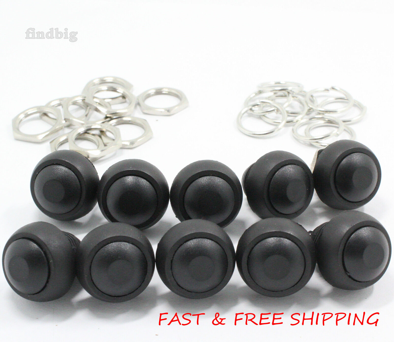 Momentary ON/OFF Push Button Switch Waterproof 12mm Black M122 Mini 10pcs Universal/generic Does Not Apply