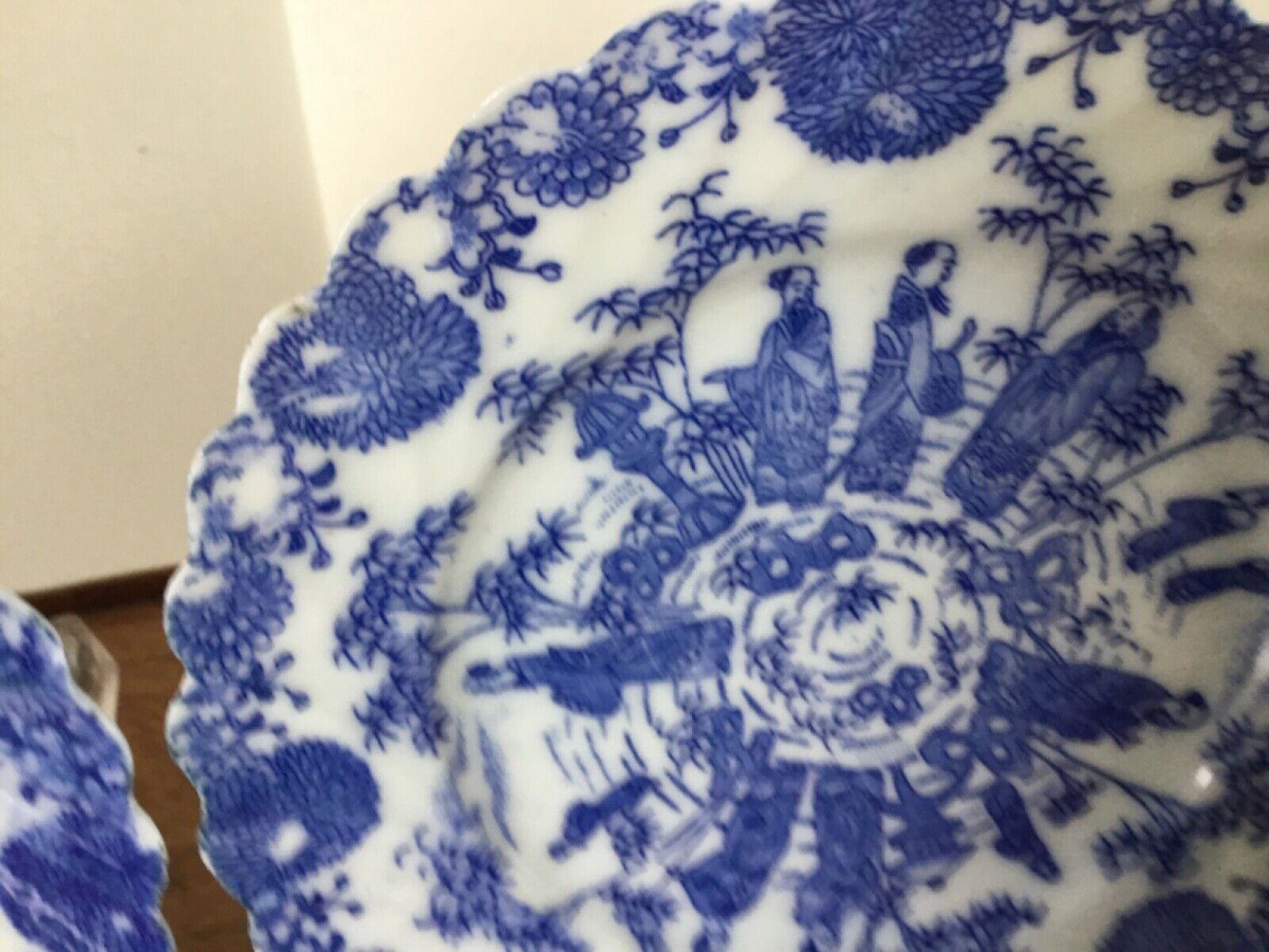  Antique Asian /Chines /Japanese 4 Blue & White Plates Decorated w Sages 6 1/4” Без бренда - фотография #11