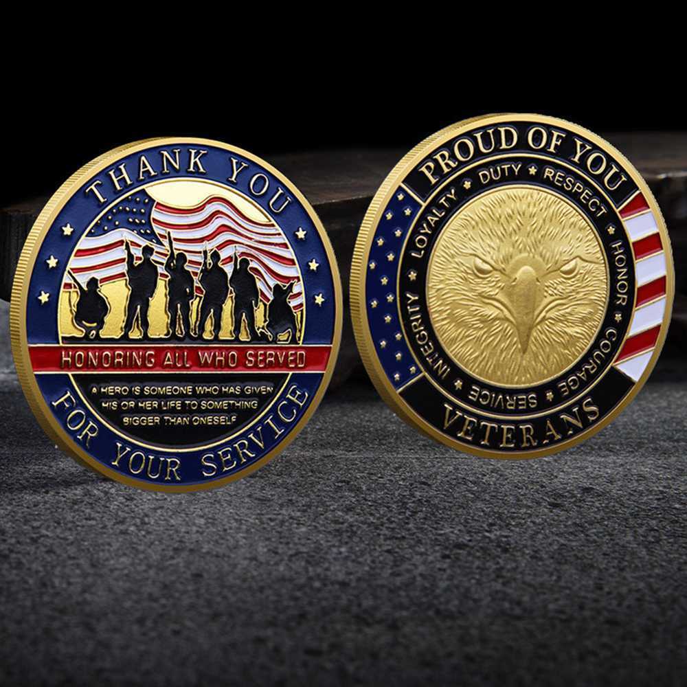 10pcs Thank You for Your Service Military Gratitude Challenge Coins Veteran Coin Без бренда - фотография #2