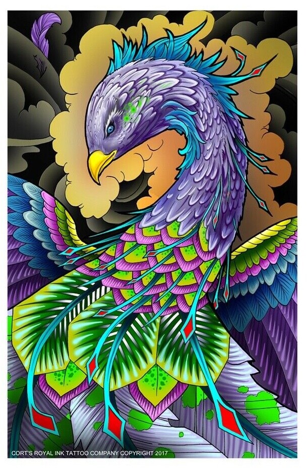 "5 Pastels" Tattoo Flash,11x17 New for 2018 Cort's Royal Ink Tattoo Company - фотография #2