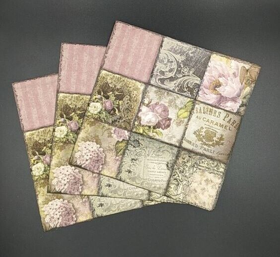 N280# 3x Single Paper Napkins For Decoupage Vintage Photos Mini Pictures Flowers Ti-Flair 373432 - фотография #3