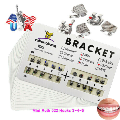 10 packs Dental Orthodontic Brackets Braces Mini Roth Slot 022 345 Hook #2 200PC Yabangbang Does Not Apply - фотография #2