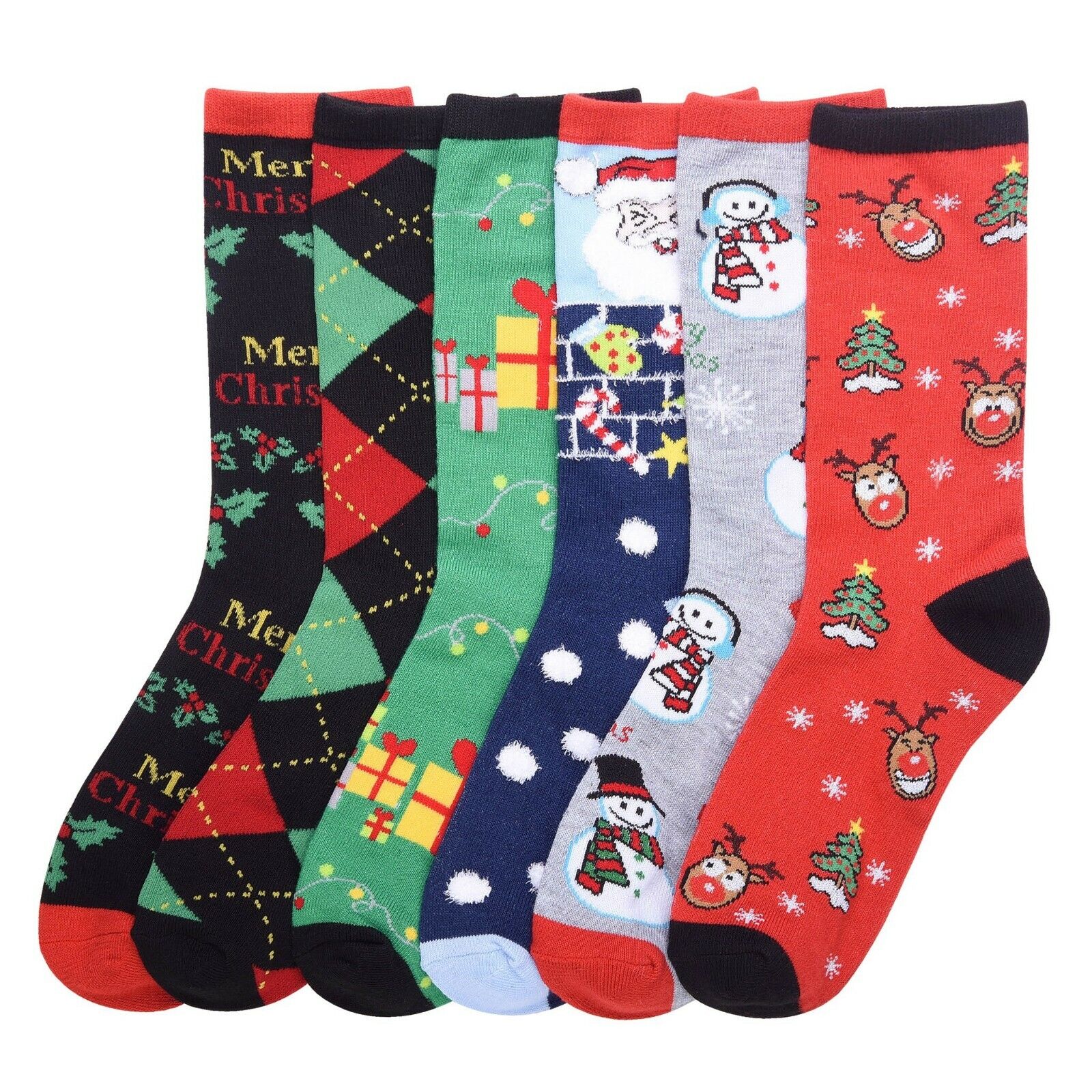 3 Pairs Christmas Crew Socks Winter Warm Xmas Stocking Stuffers Gift #1 9-11 Mamia