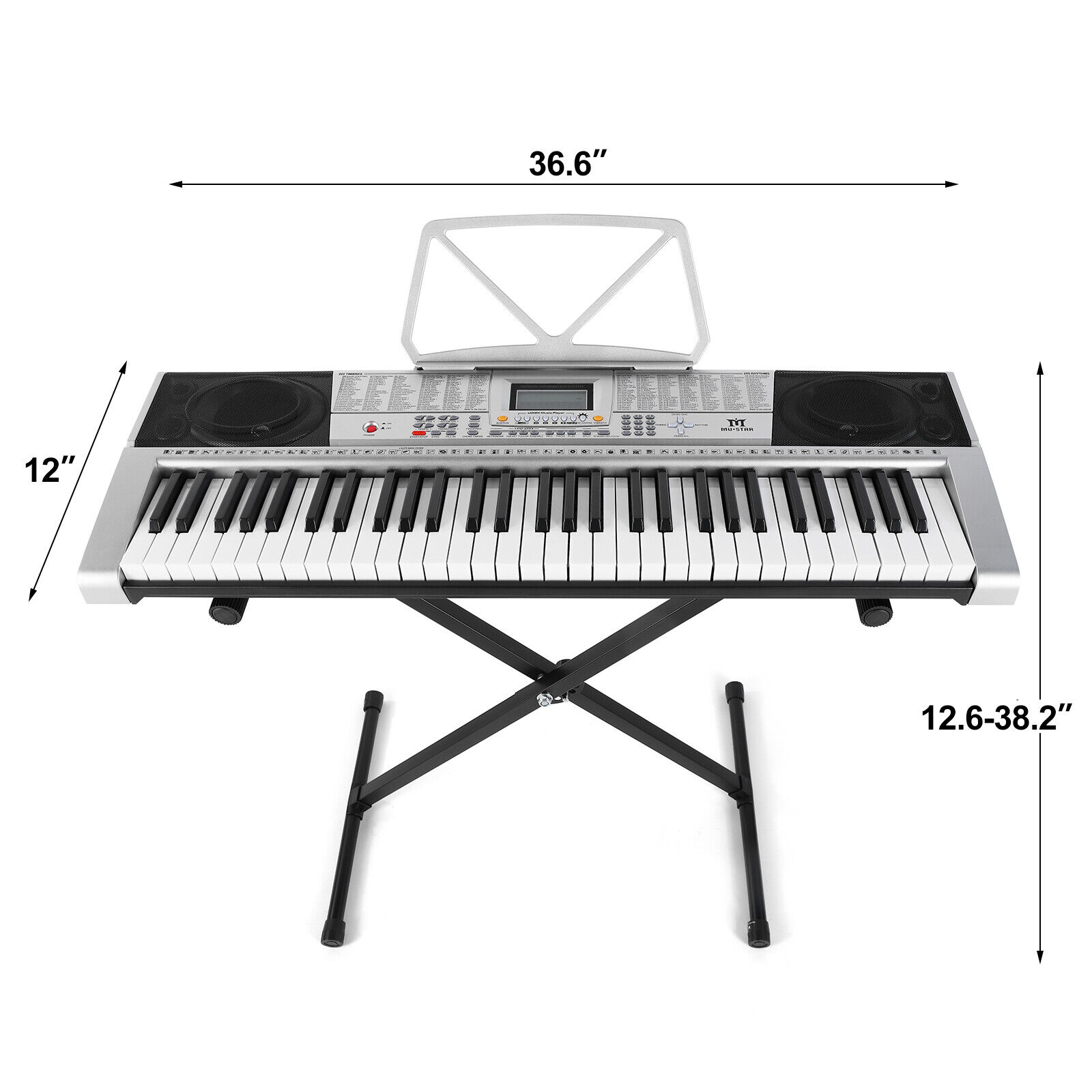 61Key Electronic Keyboard Piano Portable Digital Organ Lighted Key USB Headphone Mustar S6010400 - фотография #2