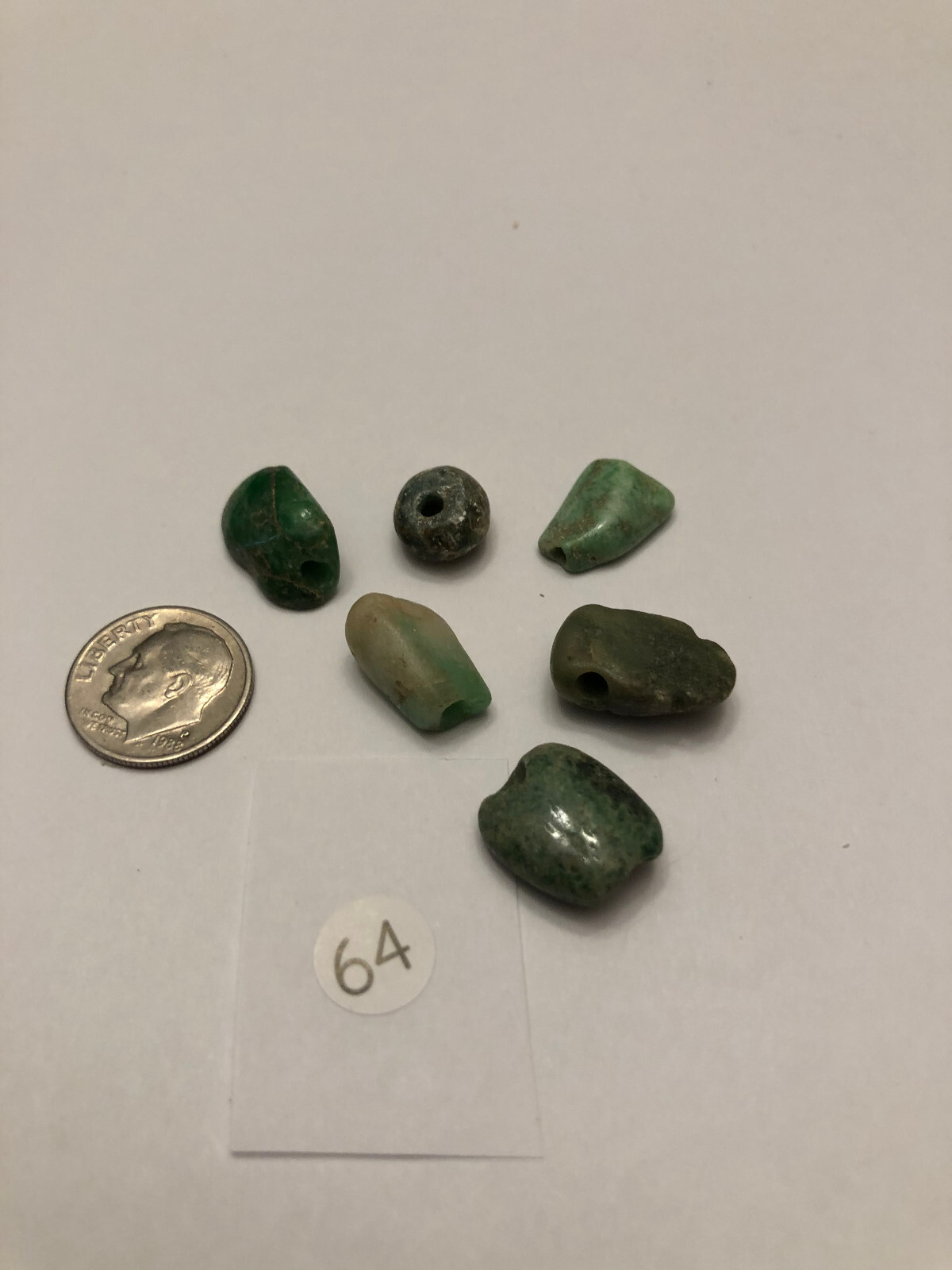  Pre Columbian Mayan Authentic Polished (6) Jade Tubular/ Flat Beads Tomb Finds Без бренда - фотография #2