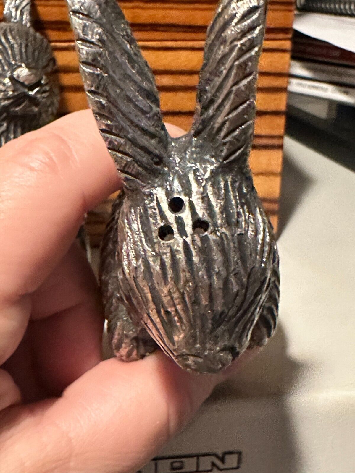 NEW Set of Pewter Silver Pier 1 Easter Bunny Salt / Pepper Shakers Pier 1 - фотография #10