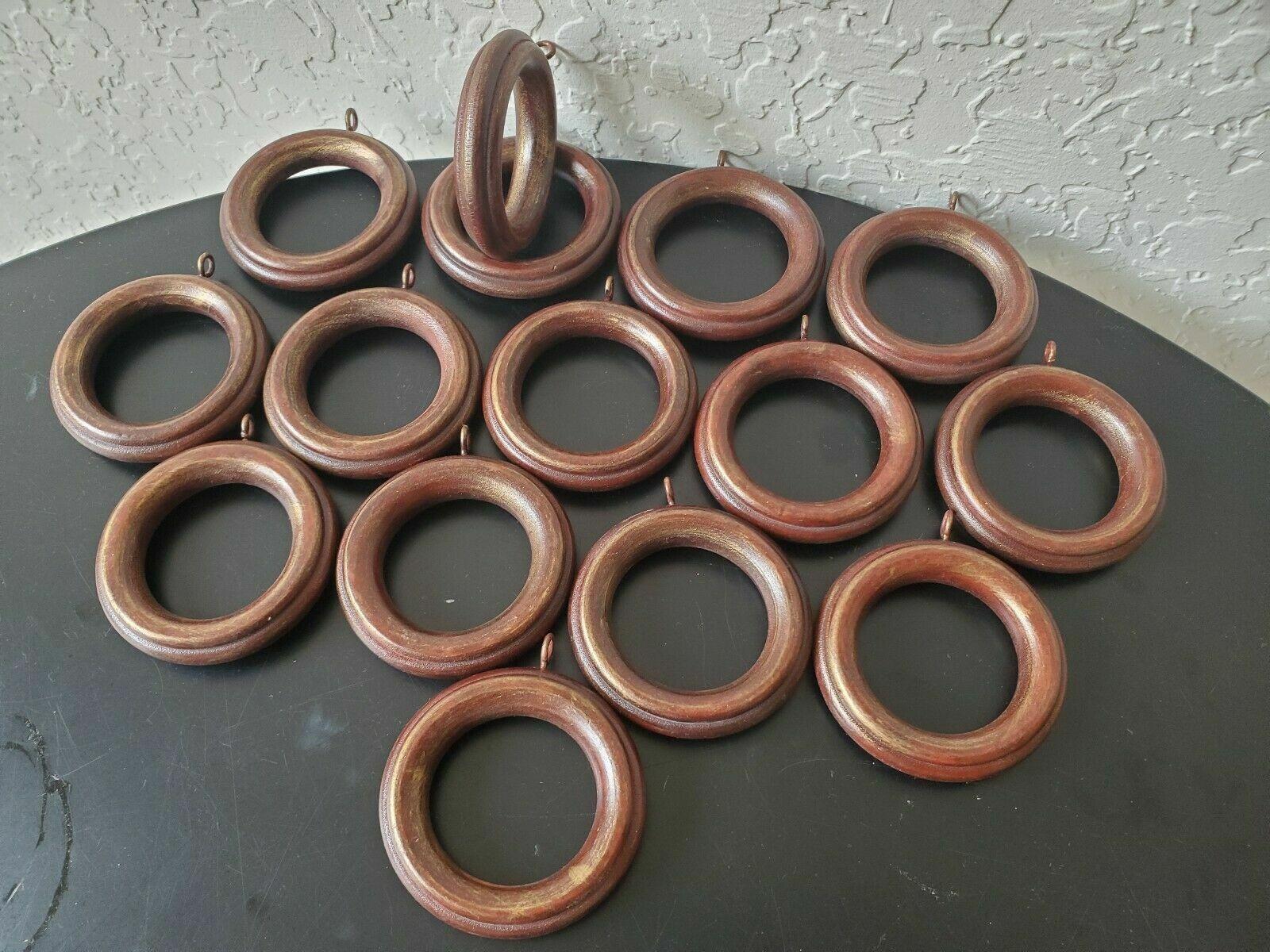 Wooden Curtain Drapery Rings  Wooden Curtain Rings with Round Eye Dark B 16 pcs. The Finial Company - фотография #4