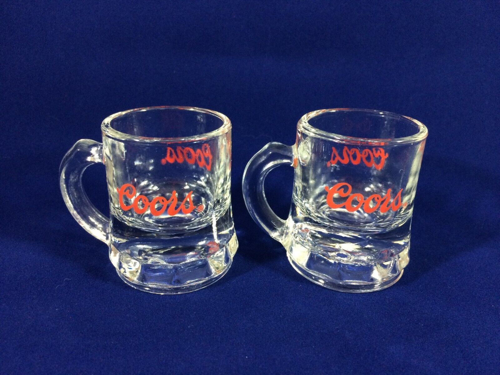 Vintage COORS 1 Oz Handled Whiskey Crystal / Shot Glasses - Set of Two Без бренда