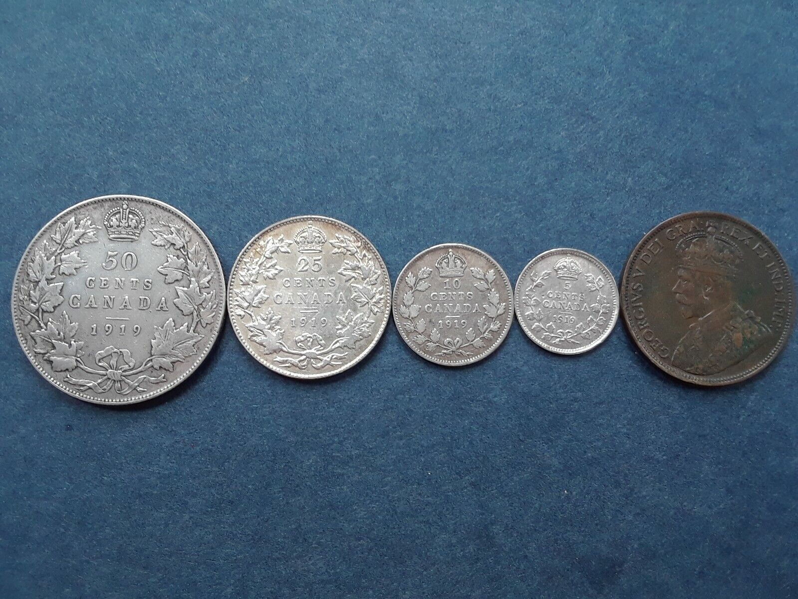 Canada 1919 coin set George V  50c, 25c, 10c, 5c, 1c Без бренда