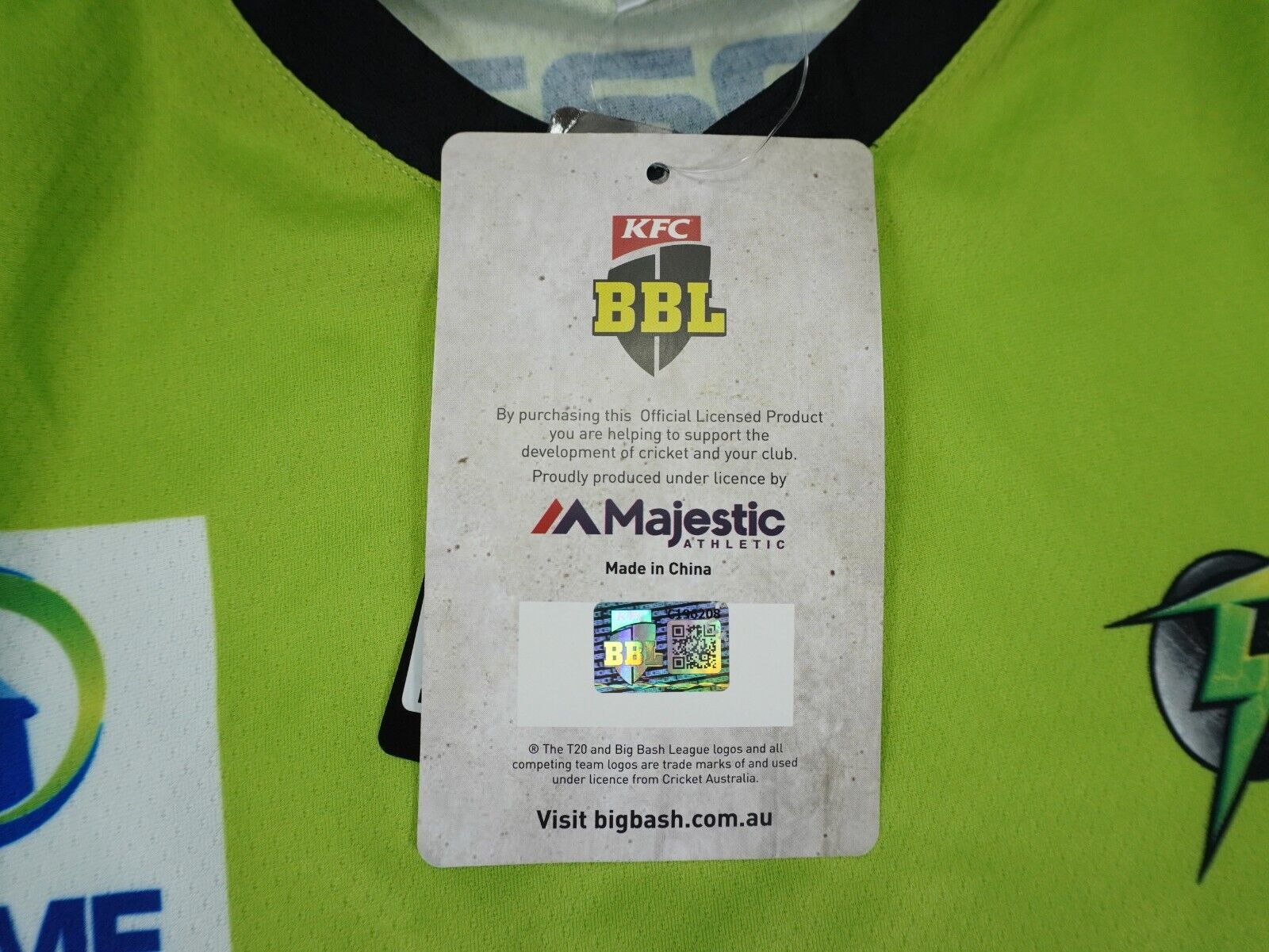 Majestic Sydney Thunder BBL Cricket Jersey Mens Large Sleeve Shirt KFC Majestic MST6425GT - фотография #7