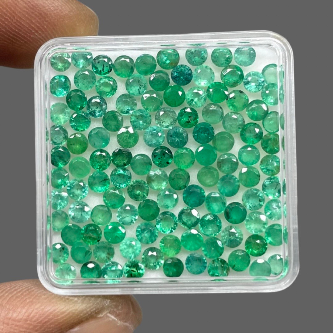 13 Pcs Natural Colombian Emerald 3mm Round Cut Untreated Gemstones Wholesale Lot Selene Gems