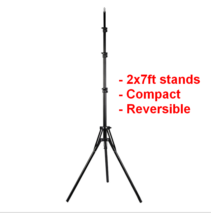 2pc 7'/2m Compact Reversible Height Adjustable Light Stand Tripod - Photo/Video  Unbranded