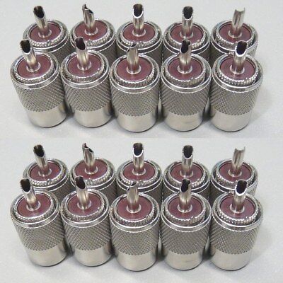 NEW 20 Pack PL-259 solder connector plugs for RG8 LMR400 coax cable *USA Seller* RF Adapters PL259-20