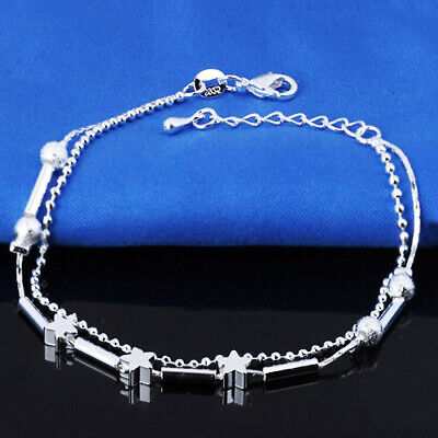 2 Pc Set 925 Sterling Silver Womens Anklet Bracelet Adj. 8.5" to 10.5" D671-D613 Devastating Designs - фотография #4