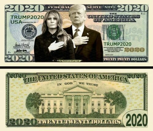 Trump 2020 Collectible Pack of 5 First Couple Funny Money Novelty Dollar Bills Без бренда