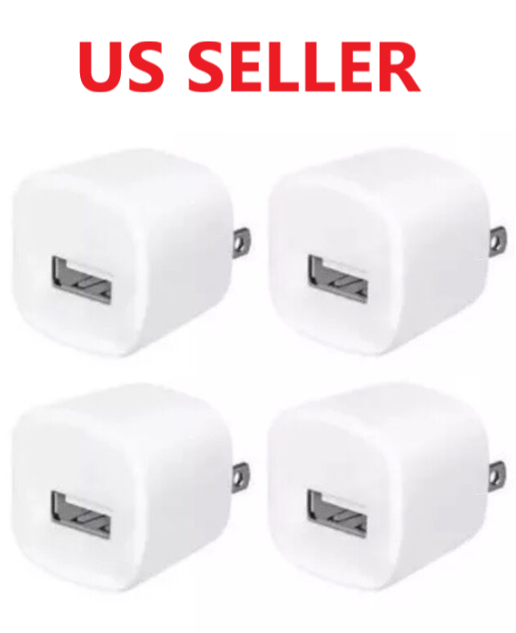 4x White 1A USB Power Adapter AC Home Wall Charger US Plug FOR iPhone 5 6 7 8 Unbranded/Generic Does Not Apply