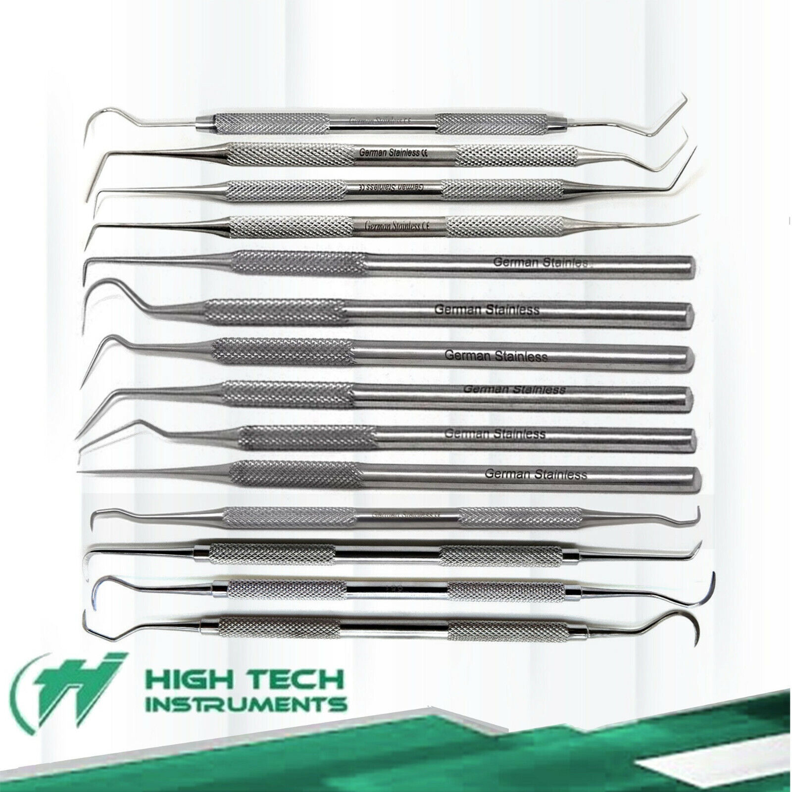14pc STAINLESS STEEL Dental PICK SET, Tools Pick Scaler Teeth Cleaning Tooth hti brand Does Not Apply