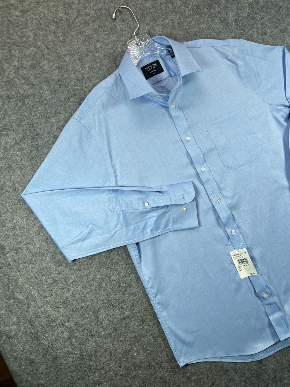 NWT Nordstrom Mens Shop Dress Shirt 16 34-35 Blue Trim Fit Non Iron Button A13 Nordstrom - фотография #2