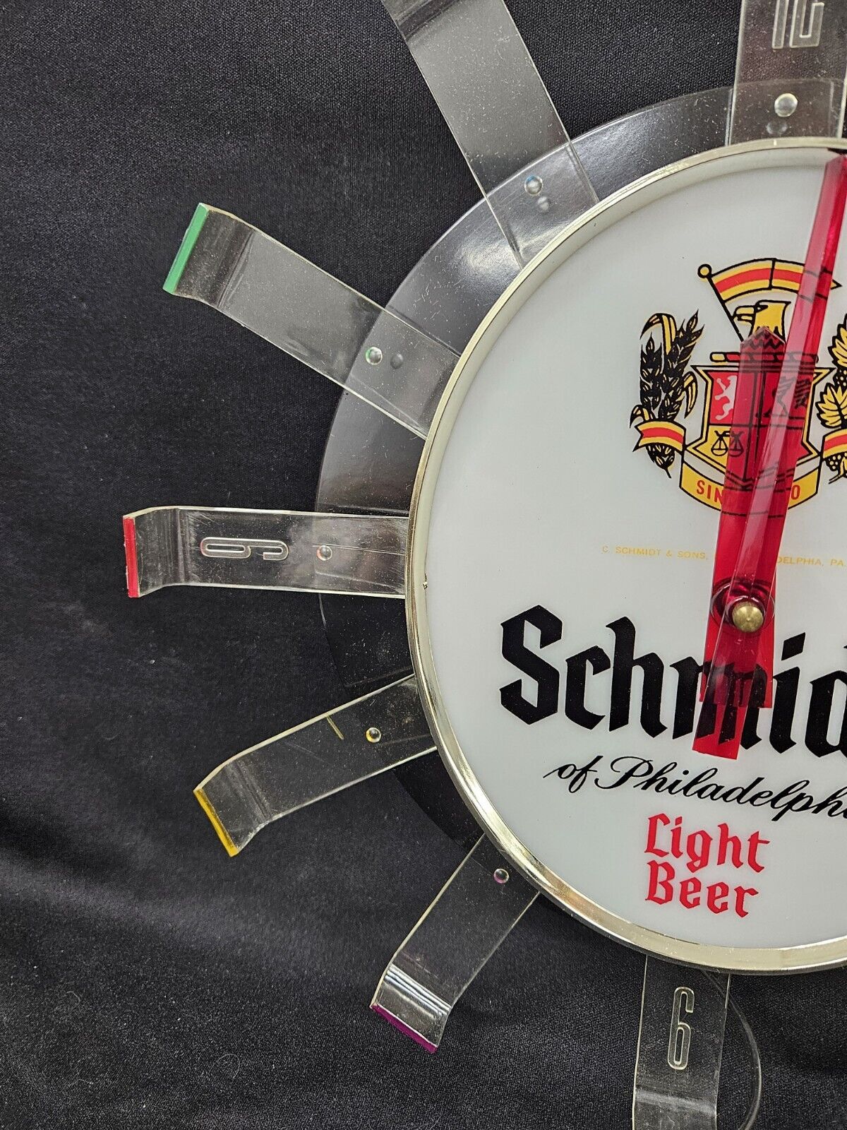 Vintage Schmidt’s Light Beer Edge Lighted Clock -New old Stock-Original Box Schmidt’s - фотография #7