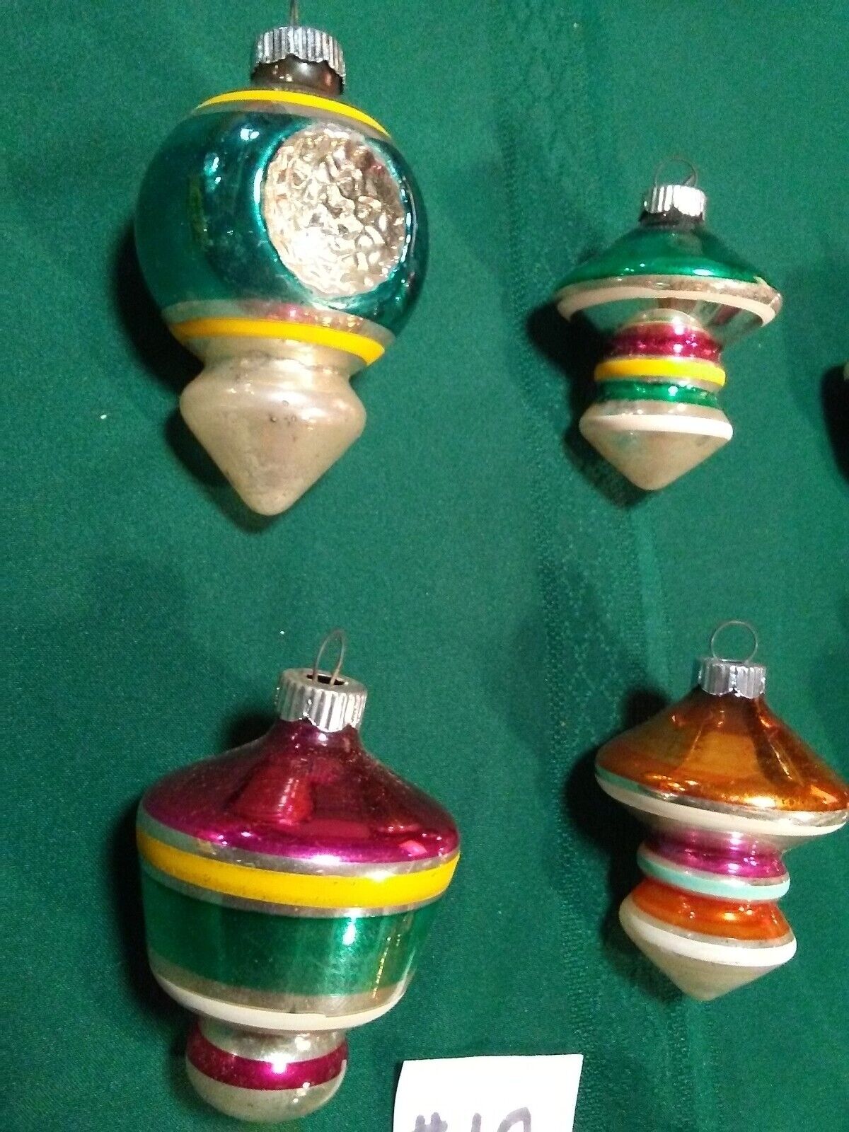 Lot of 12 Vtg Glass Double Indent Lantern Atomic Christmas Ornaments Shiny Brite Shiny Brite - фотография #4