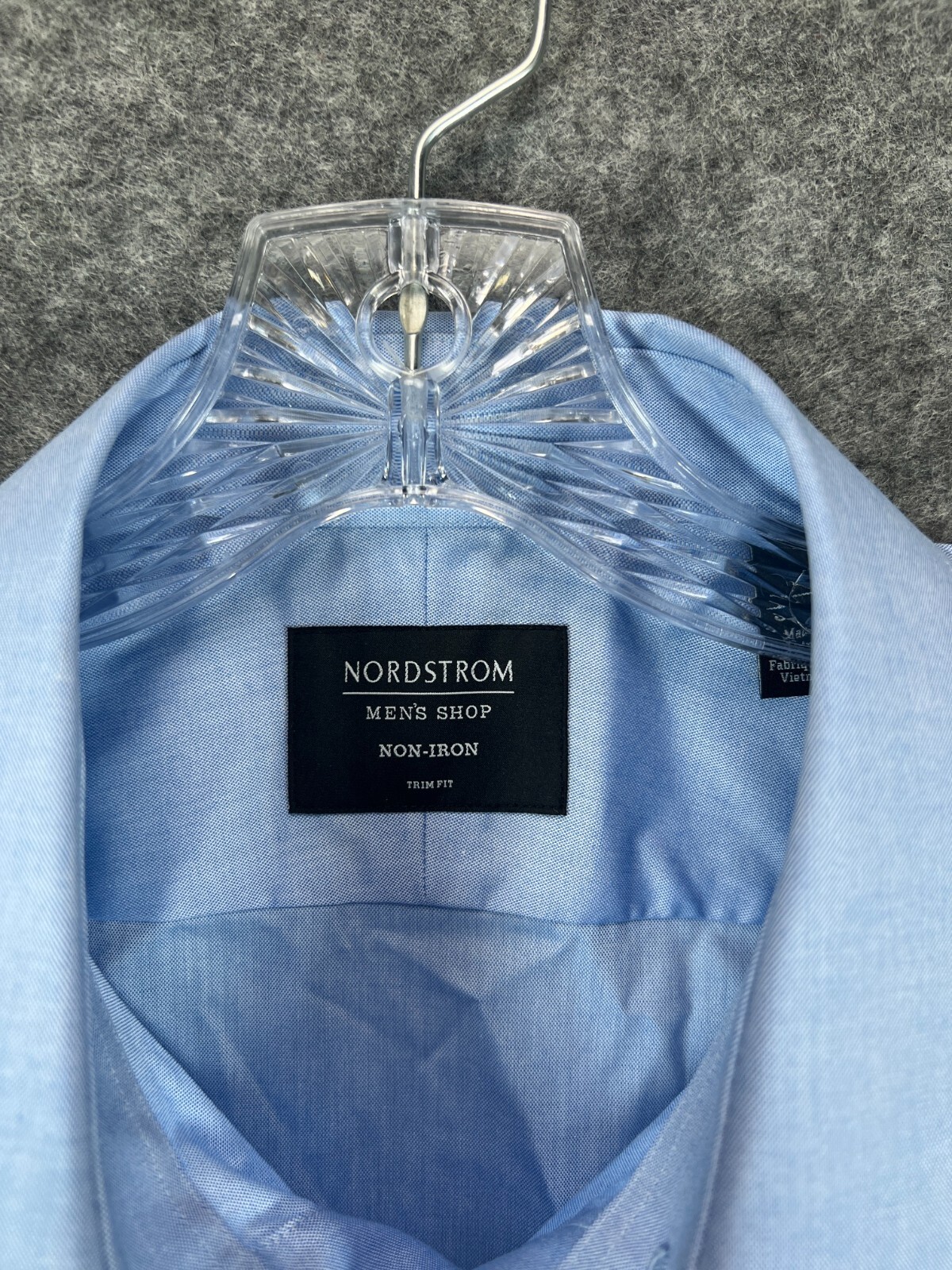 NWT Nordstrom Mens Shop Dress Shirt 16 34-35 Blue Trim Fit Non Iron Button A13 Nordstrom - фотография #7