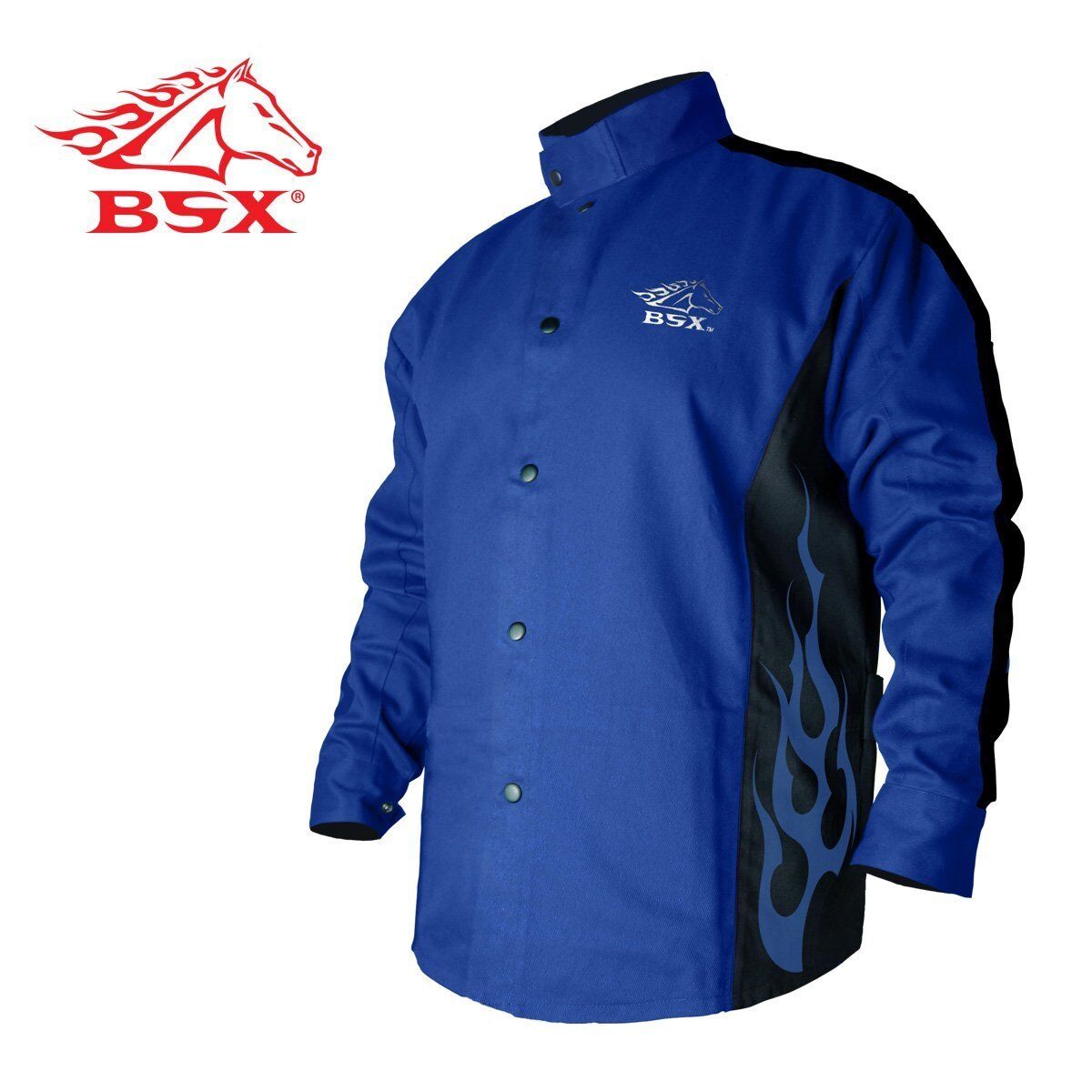 Revco BSX BXRB9C Blue FR Welding Jacket Blue Flames Large XL 2XL 3XL Med Small Revco BXRB9C