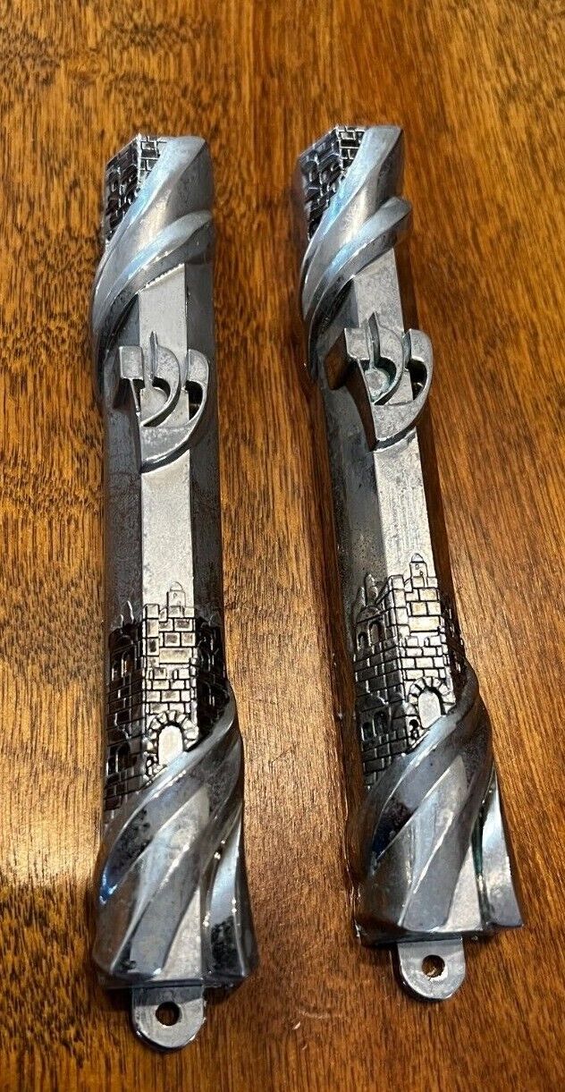2 Large used Pewter Mezuzah case  WITH FREE SCROLL Без бренда