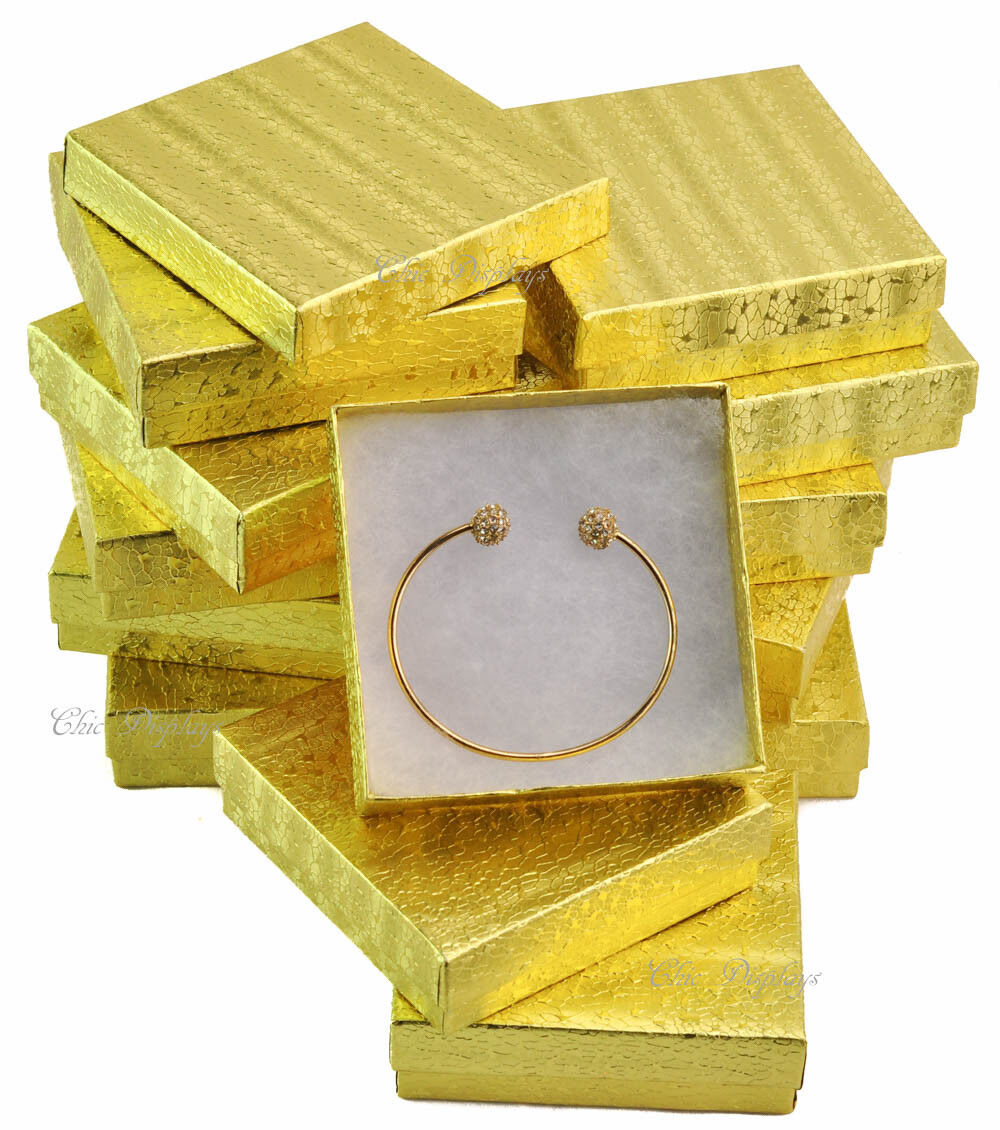 12pc Gold Gift Boxes Cotton Filled Jewelry Boxes Bracelet Gift Boxes Gold Boxes Unbranded