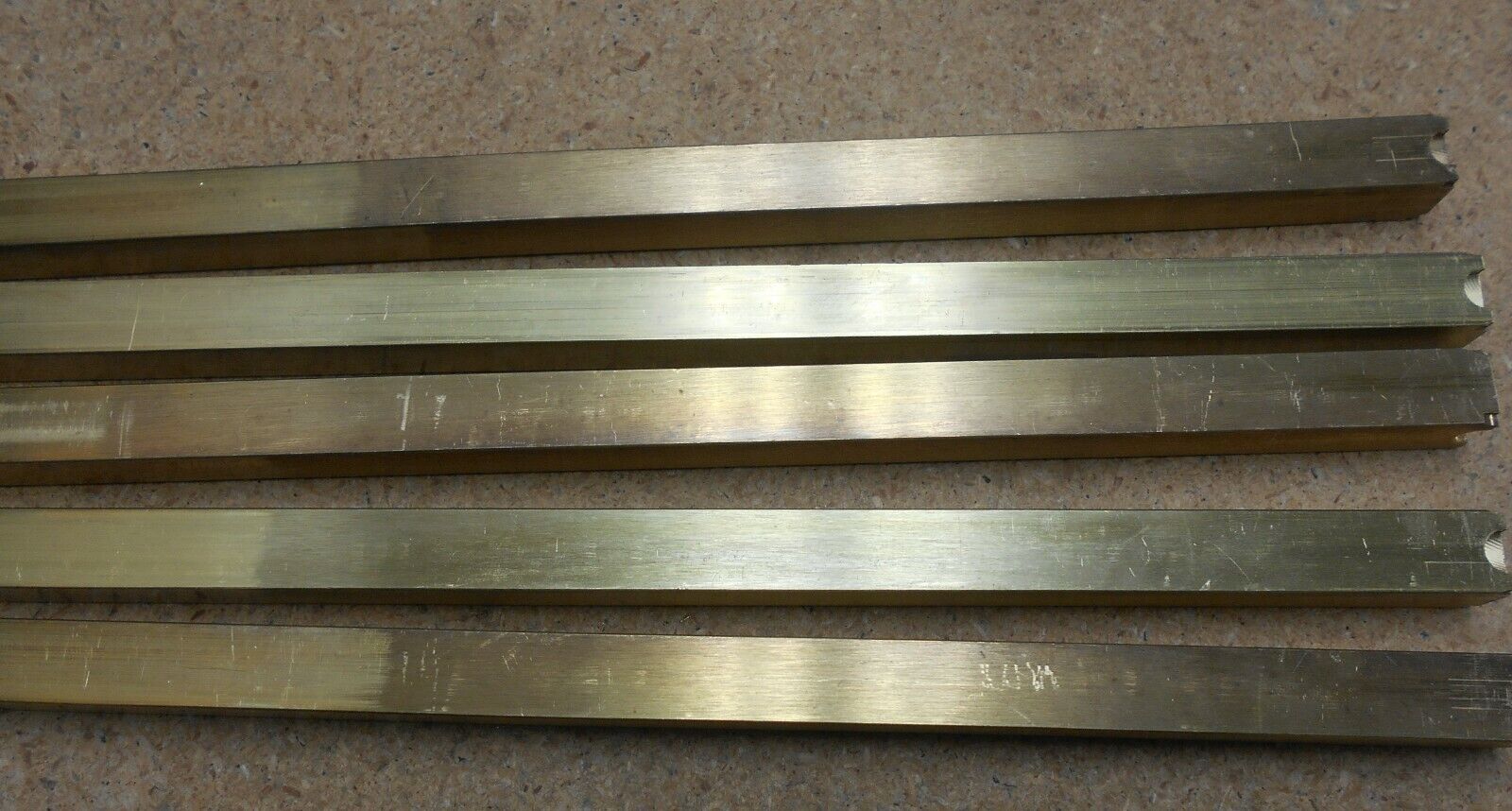 360 H02 Solid Brass Square Bar 1/2" x 11" length (5) Pieces mill stock cutoffs Unbranded - фотография #5