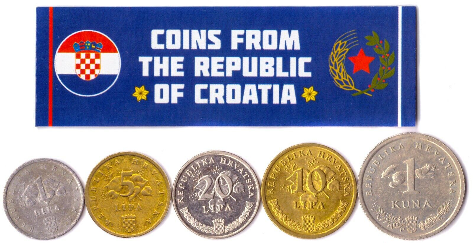 5 CROATIAN COINS. DIFFERENT COINS FROM BALKANS. FOREIGN CURRENCY, VALUABLE MONEY Без бренда - фотография #2
