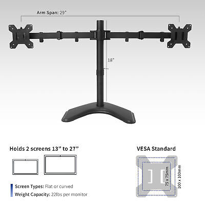 VIVO Black Dual Monitor Articulating Desk Stand Mount, Fits Up to 27" Screens VIVO STAND-V002F - фотография #3