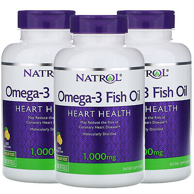 Natrol, (3 Pack) Omega-3 Fish Oil, Natural Lemon Flavor, 1,000 mg, 150 Softgels Natrol NTL04040-3