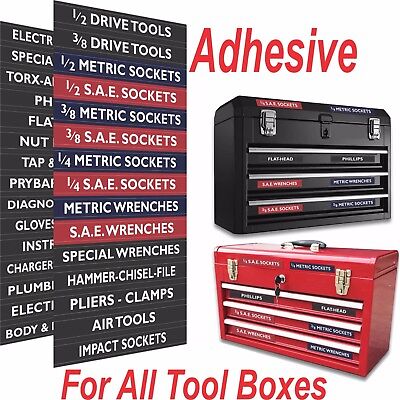 Adhesive TOOLBOX LABELS - Blue Edition  Fits all Craftsman Tool Chest & Drawers SteelLabels.com ATBX001B - фотография #2
