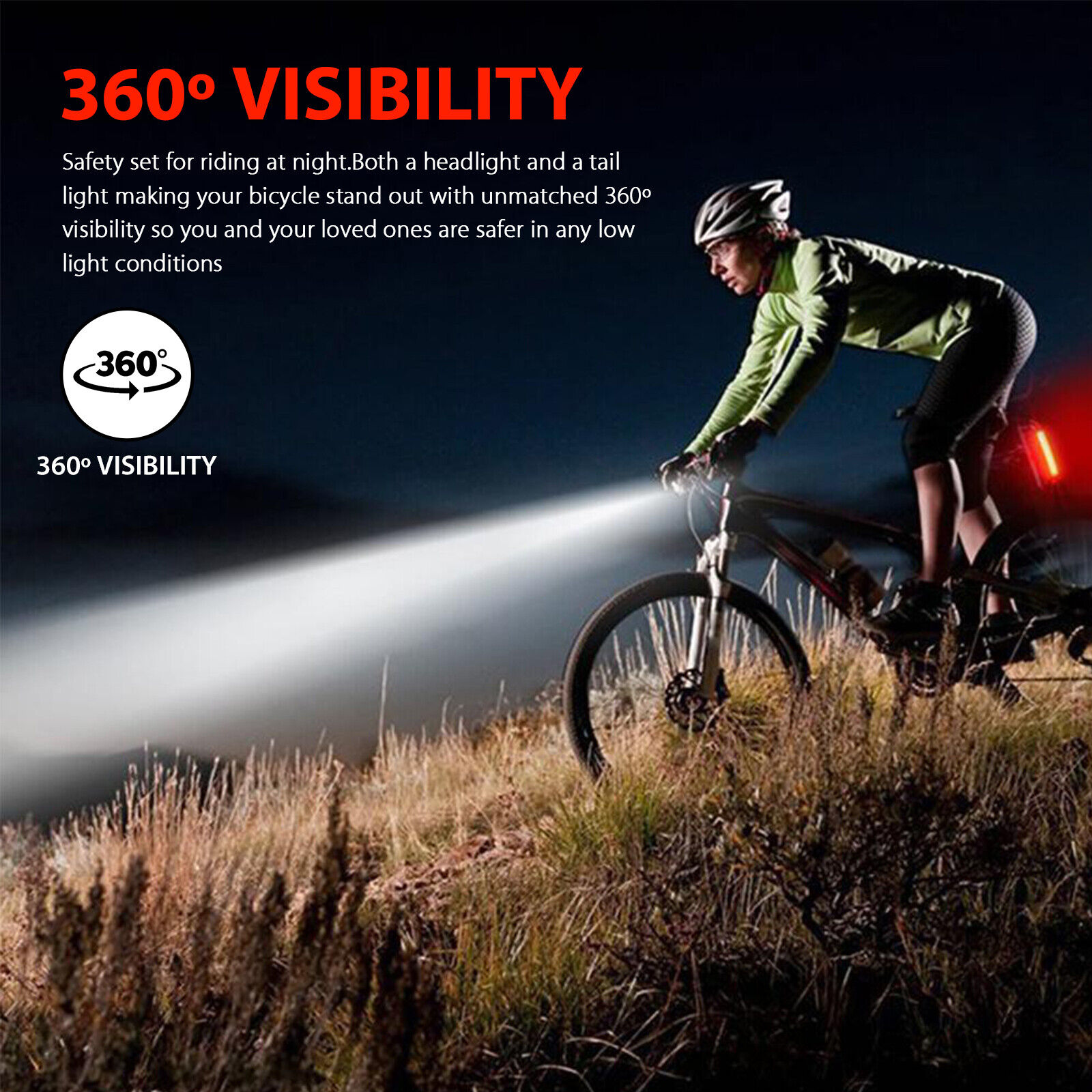 2Sets USB Rechargeable LED Bicycle Headlight Bike Head Light Front Rear Lamp Kit Kepeak Does Not Apply - фотография #4