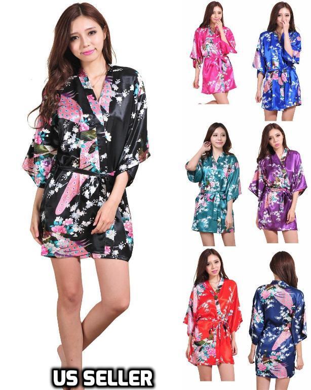 Women's Silky Sexy Short Kimono Robes Intimate Bathrobes Sleepwear New Unbranded