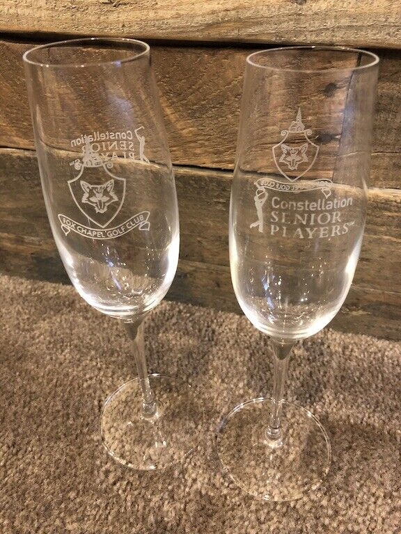 Senior Players Championship golf champagne flutes glasses set of two PGA Luigi Bormioli - фотография #2