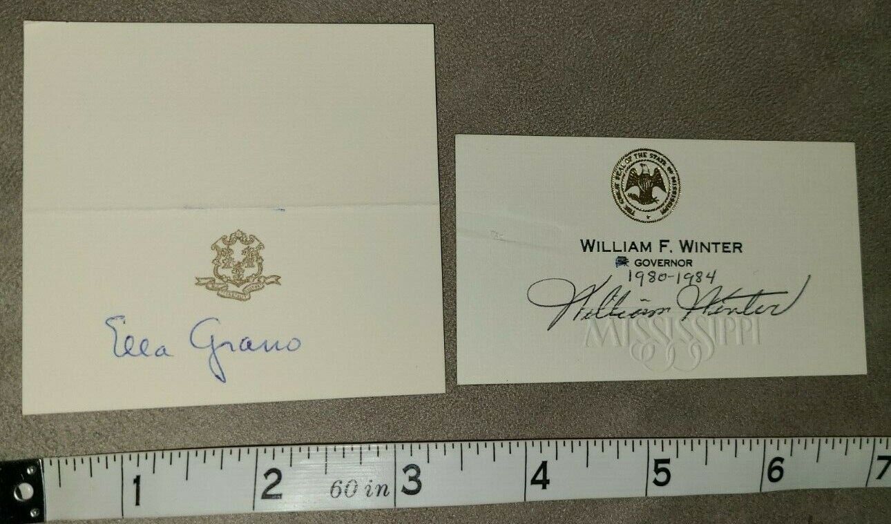 Lot of 2- Signed Autographs from US Governors - William Winter & Ella Grasso Без бренда