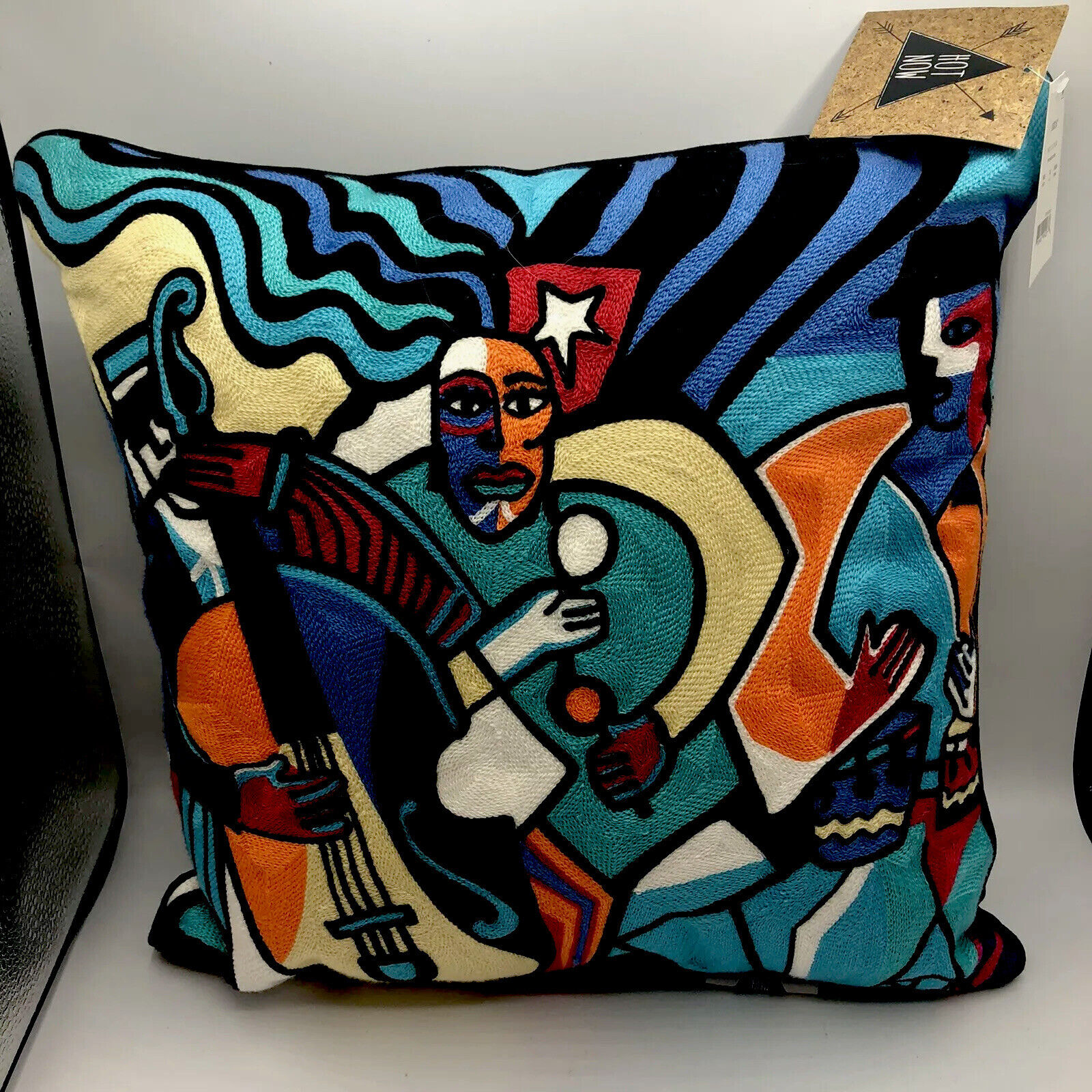The Musicians Jazz Pillow 16x16 Decorative Picasso style Needlepoint Nice Hot Now - фотография #2
