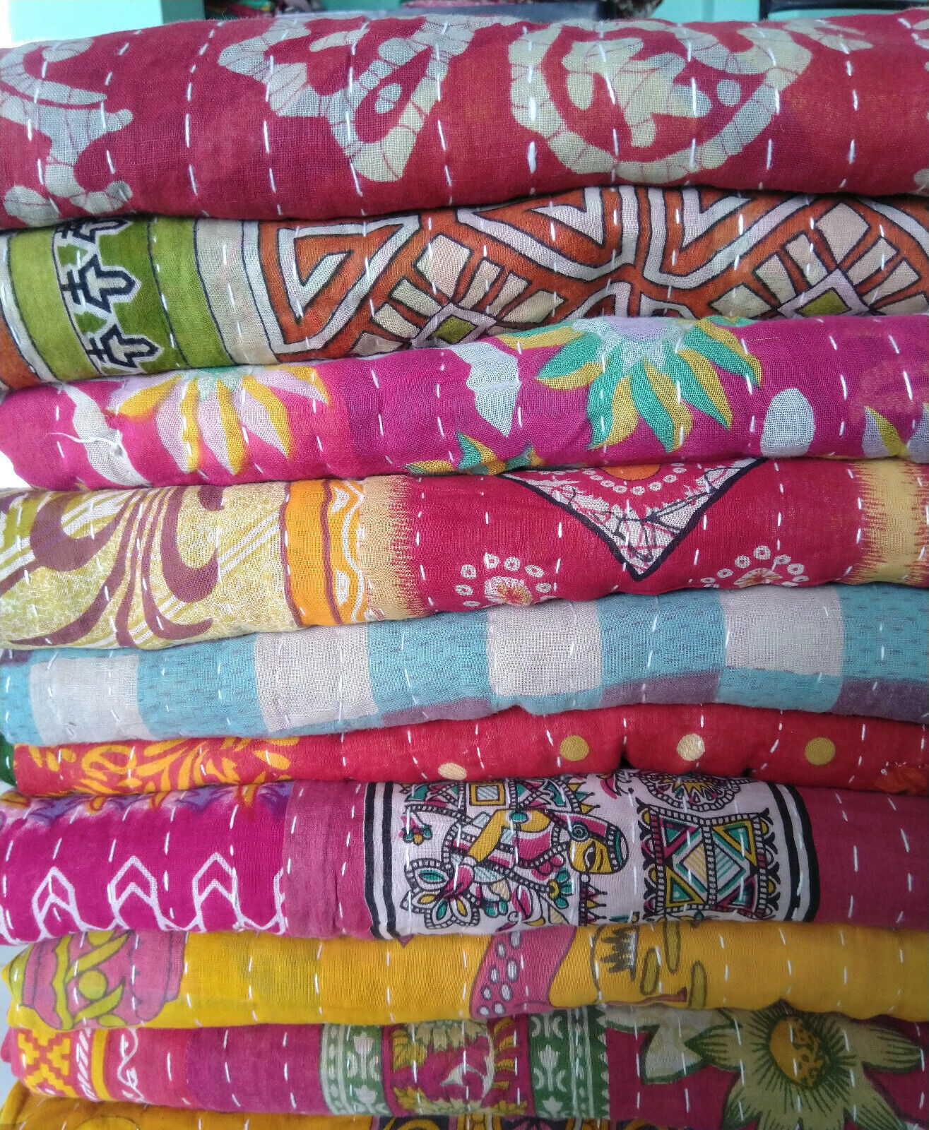 5 PC Wholesale Lot Throw Blanket Kantha Quilt Indian Vintage Cotton Bedspreads  Handmade Does Not Apply - фотография #5