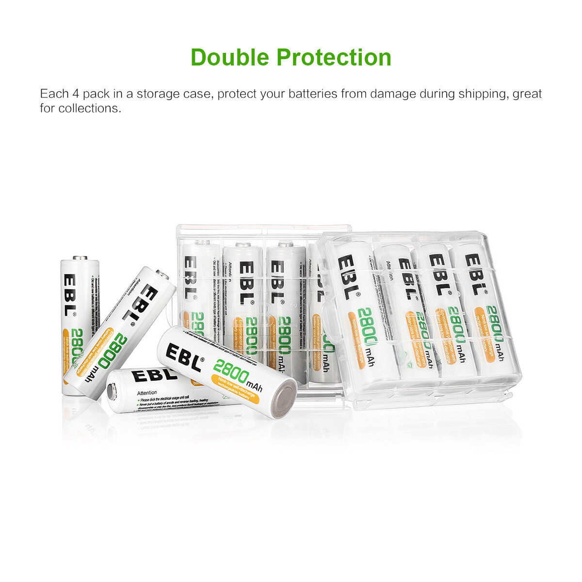 EBL AA AAA Rechargeable Batteries Ni-Mh 2800mAh 2300mAh 1100mAh 800mAh + Box Lot EBL 2A-3A-NIMH - фотография #2