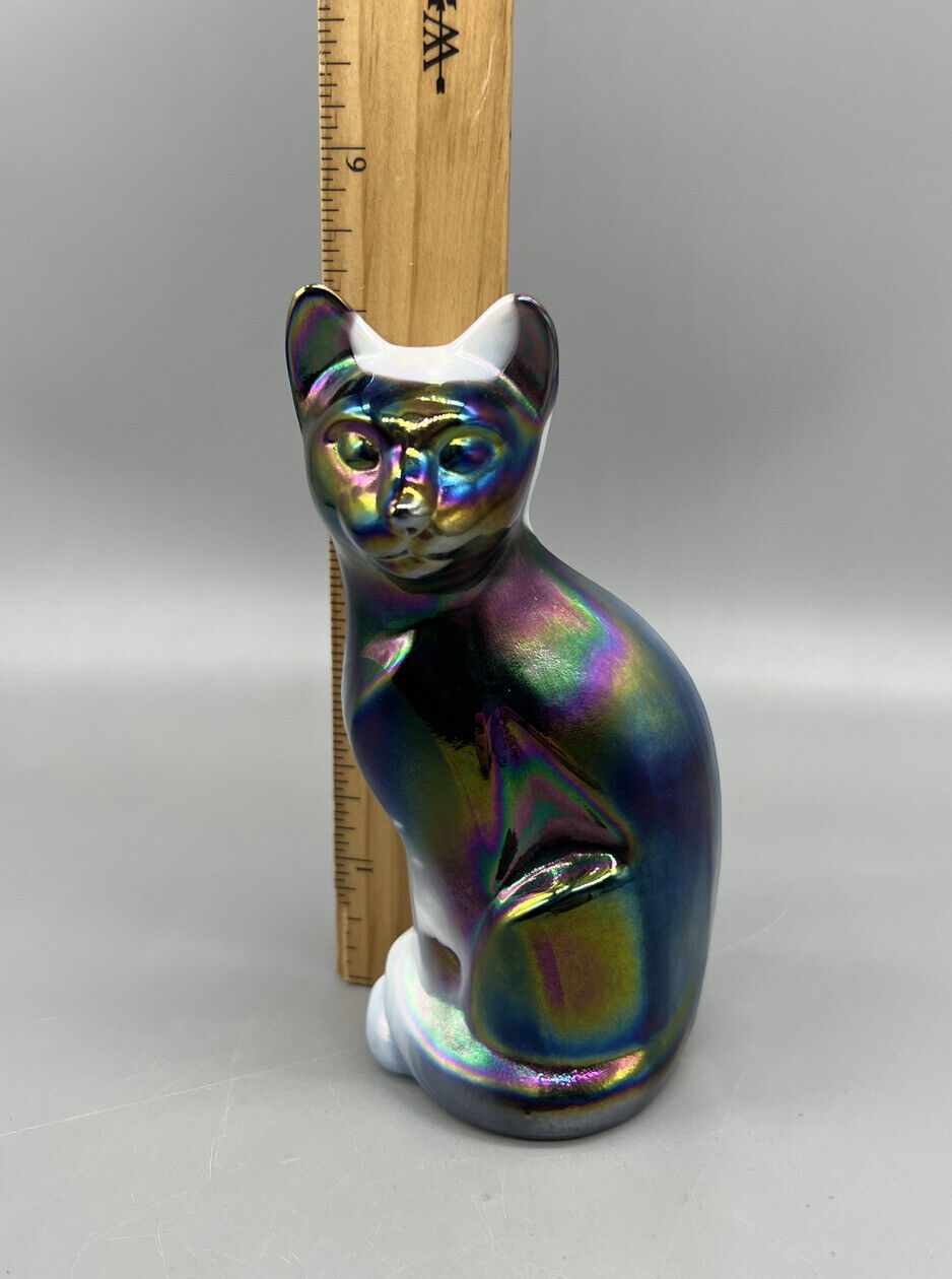 Fenton Amethyst Slag Glass Stylized Cat Iridized / Carnival Glass Fenton Slag - фотография #5