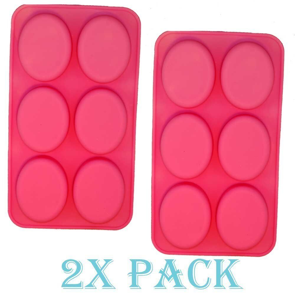 Set of 2 Oval Silicone Mold for Soap Bar Making Chocolate DIY Muffin Brownie Unbranded