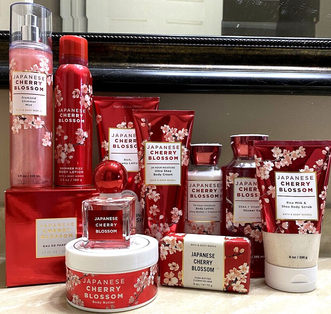 B&BW LOT OF 10 JAPANESE CHERRY BLOSSOM Perfume-Bar-Shimmer-Scrub-Creams-Wash Bath & Body Works - фотография #6