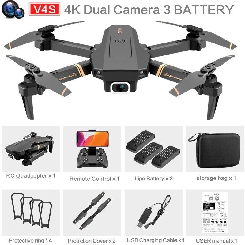 V4 Rc Drone 4k HD Wide Angle Camera 1080P Wifi Drone Fpv Dual Camera Quadcopter  Unbranded V4 - фотография #7