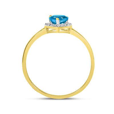 14k Yellow Gold Pear Blue Topaz And Diamond Ring Direct-Jewelry - фотография #5