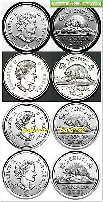 4x CANADA 2018 2019 2020 2021 CANADIAN NICKEL BEAVER QUEEN 5 CENT COIN LOT UNC Без бренда