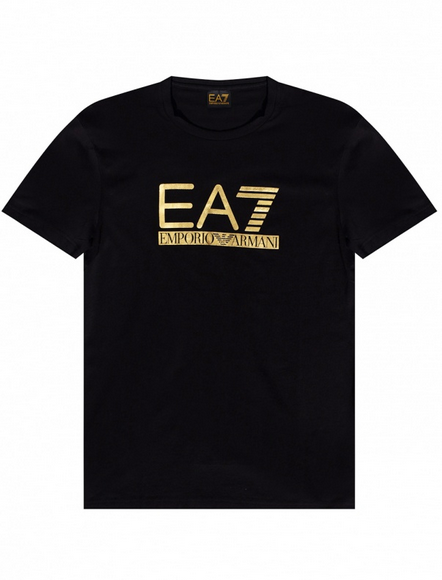 EA7 Emporio Armani Men Crew Neck Short Sleeve Print Logo T-Shirt, Black, Size M Emporio Armani Ea7