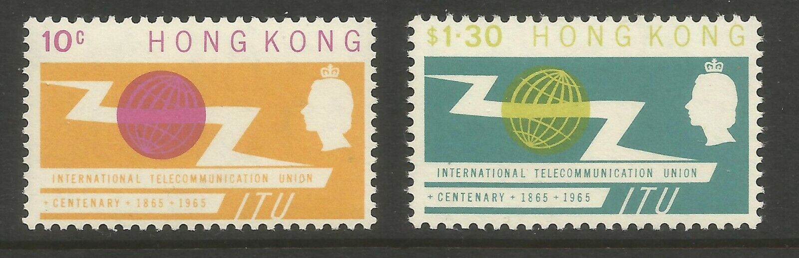 HONG KONG 1965  ITU CENTENARY (2) S.G No 214-215 MNH** Без бренда